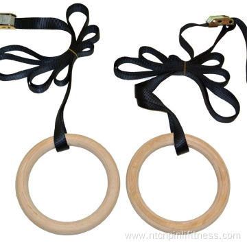 Wooden Adjustable Straps Pull Gym Gymnastic Ring